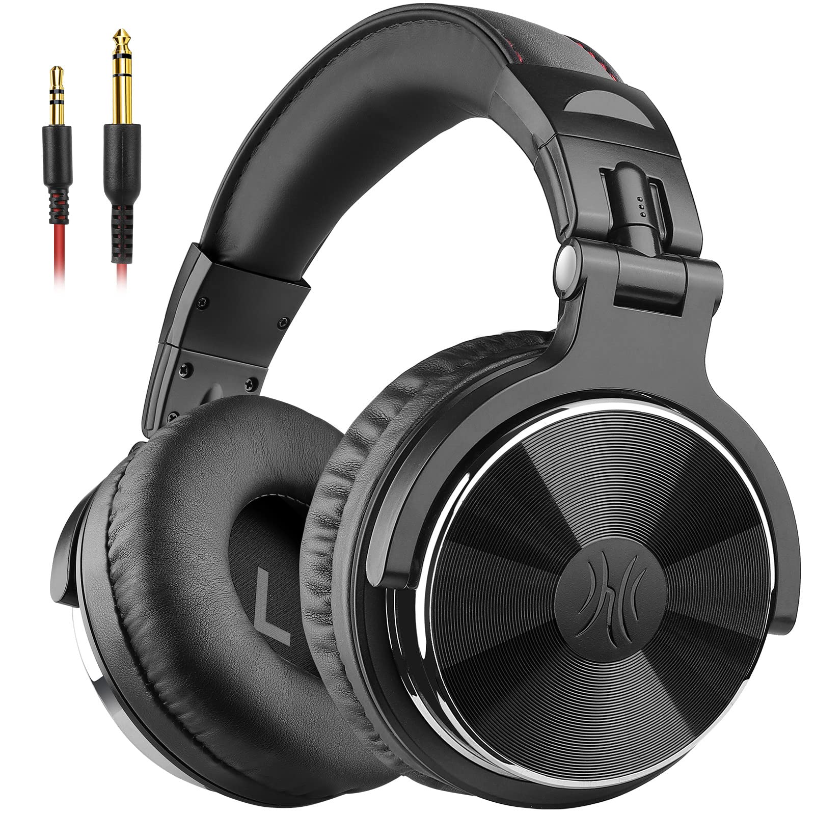 OneOdio Pro10 スタジオモニターヘッドホン 有線 50mm ドライバー 3.5mm/6.35mm両対応 ハイレゾヘッドフォン 音楽制作/DJ/楽器練習用 折りたたみ式 マイク付属 ケーブル