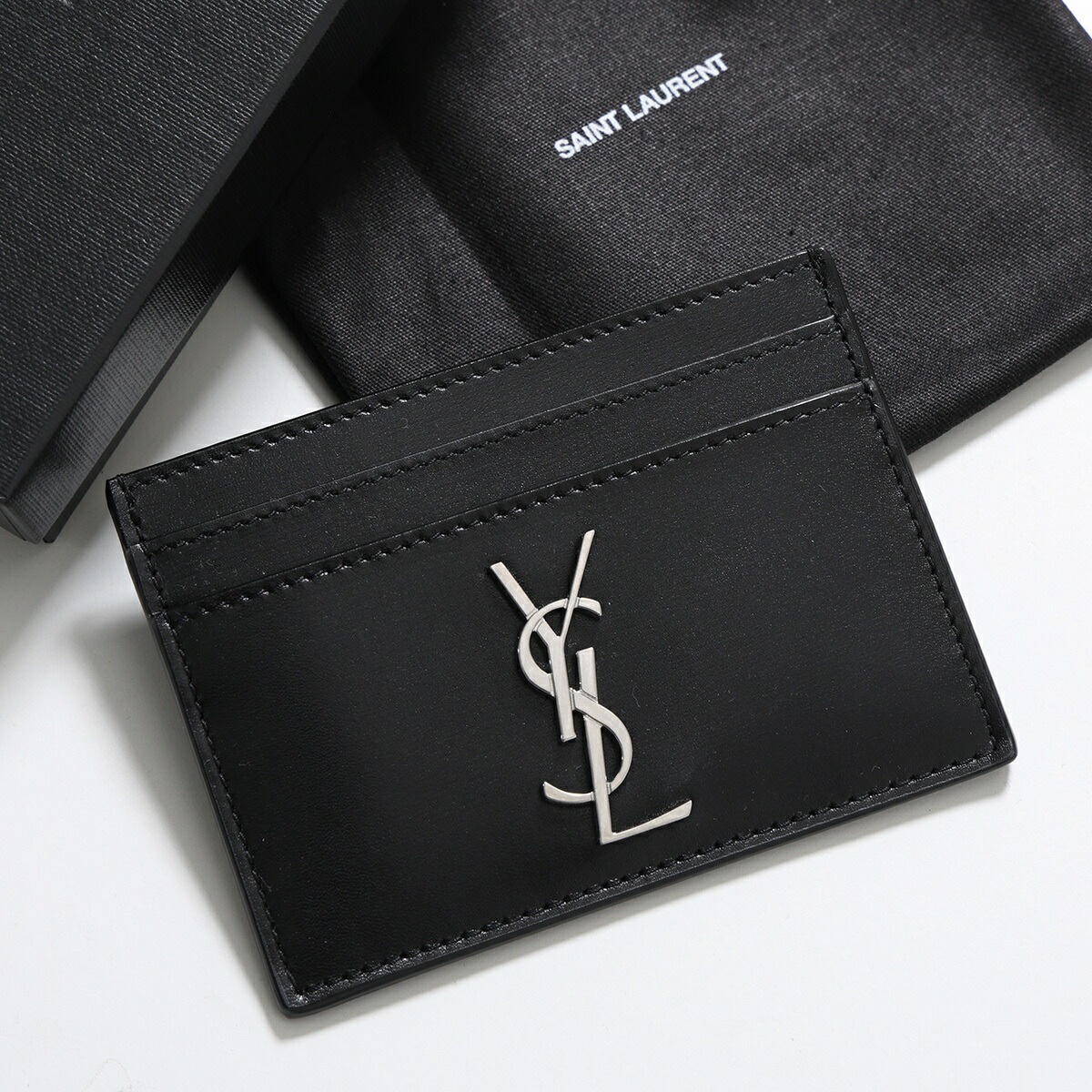 SAINT LAURENT サンローラン カードケース 485631 0SX0E メンズ カサンドラロゴ レザー ミニ財布 パスケース 定期入れ 1000