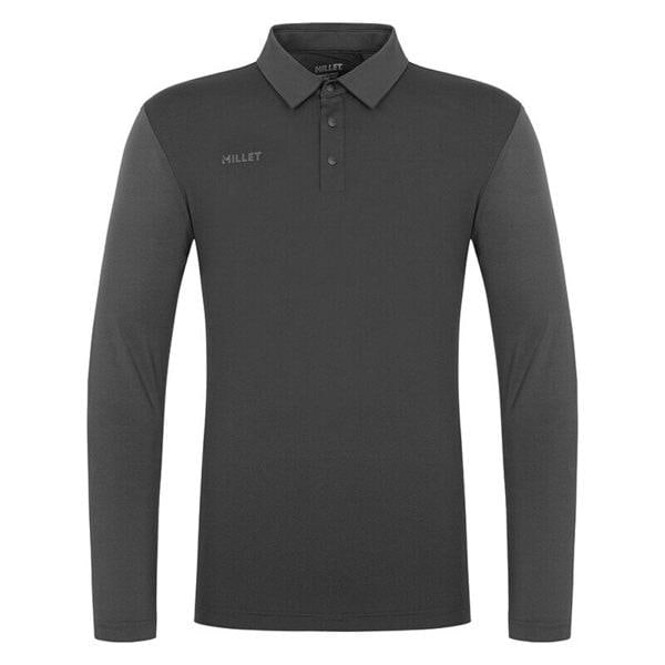 男性の変わりやすい季節のアウトドア機能性長袖コールドエッジ冷感袖カラーTシャツ アスファルト_CC