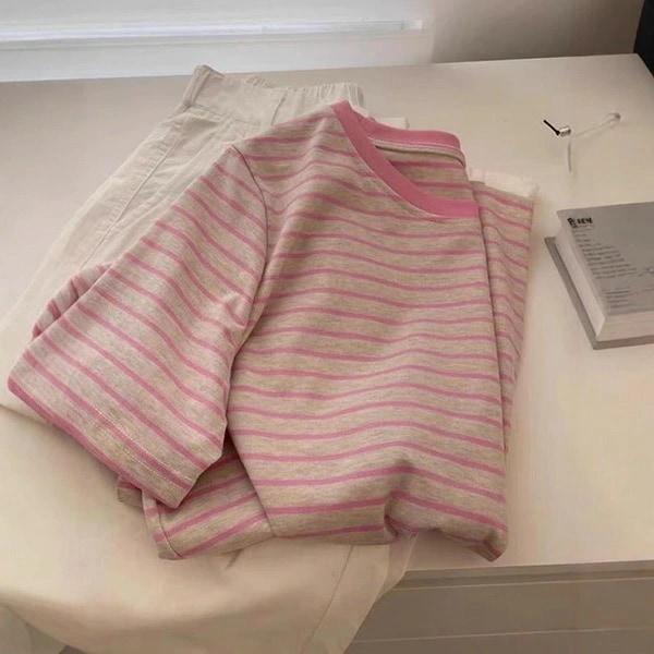 レディース・半袖・カットソー・ストライプ・おしゃれ・Tシャツ・トップス