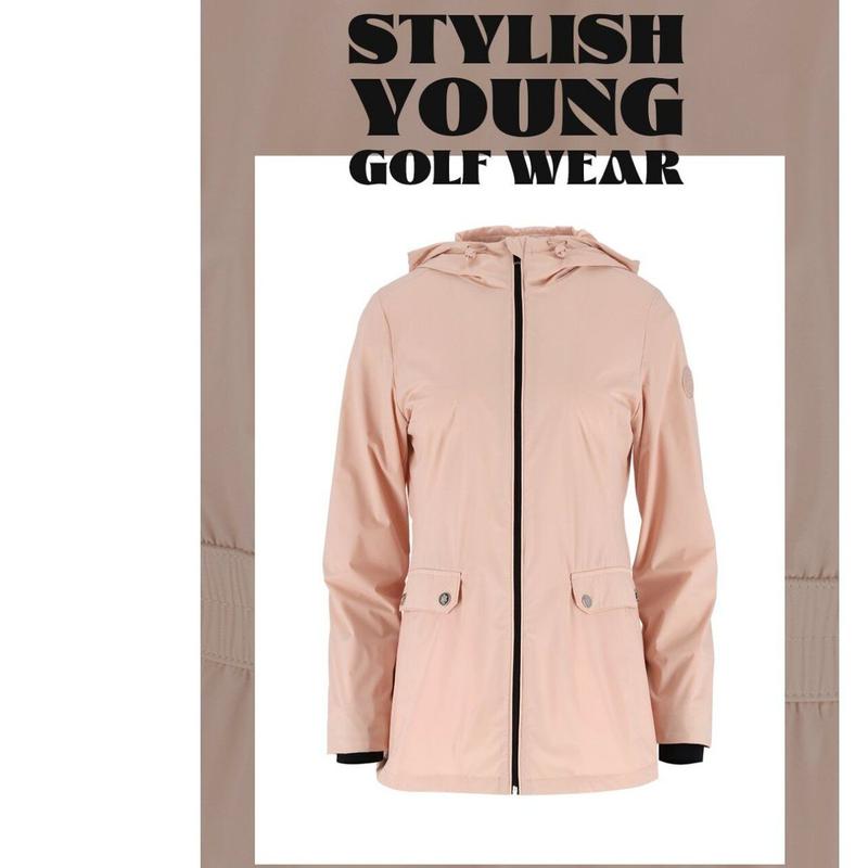 女性 前後段差 中丈 フード 裏地 ジャンパー 6J61302 ライトピンクネイビー04_CC