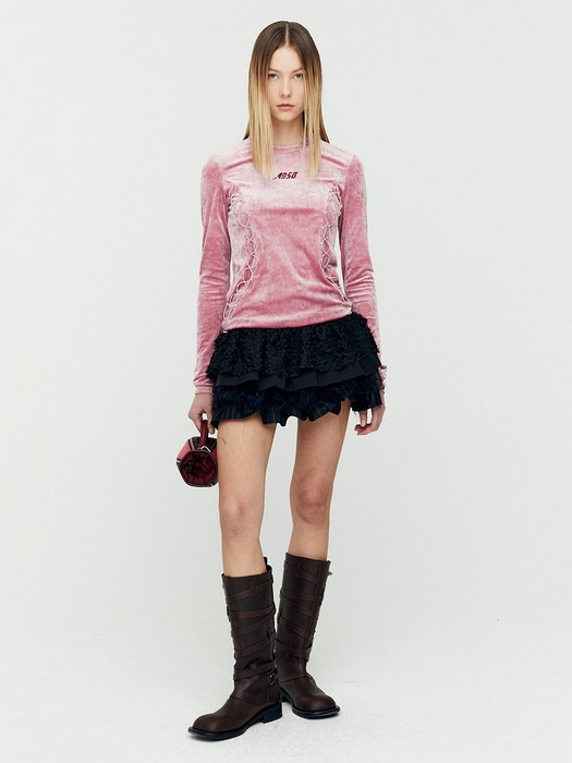 ADSB ANDERSSON BELL for WOMEN VELVET LACE UP LS T-SHIRTS atb1206w(PINK) 韓国の人気ファッションブランド限定版