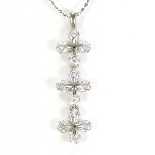 K18 18金 WG ホワイトゴールド ネックレス ジルコニア 約39cm ジュエリー 中古