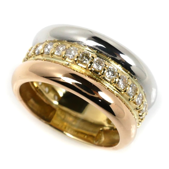 K18YG/K18PG/Pt900 ダイヤ リング・指輪 ダイヤモンド0.89ct 14号 10.7g レディース 中古