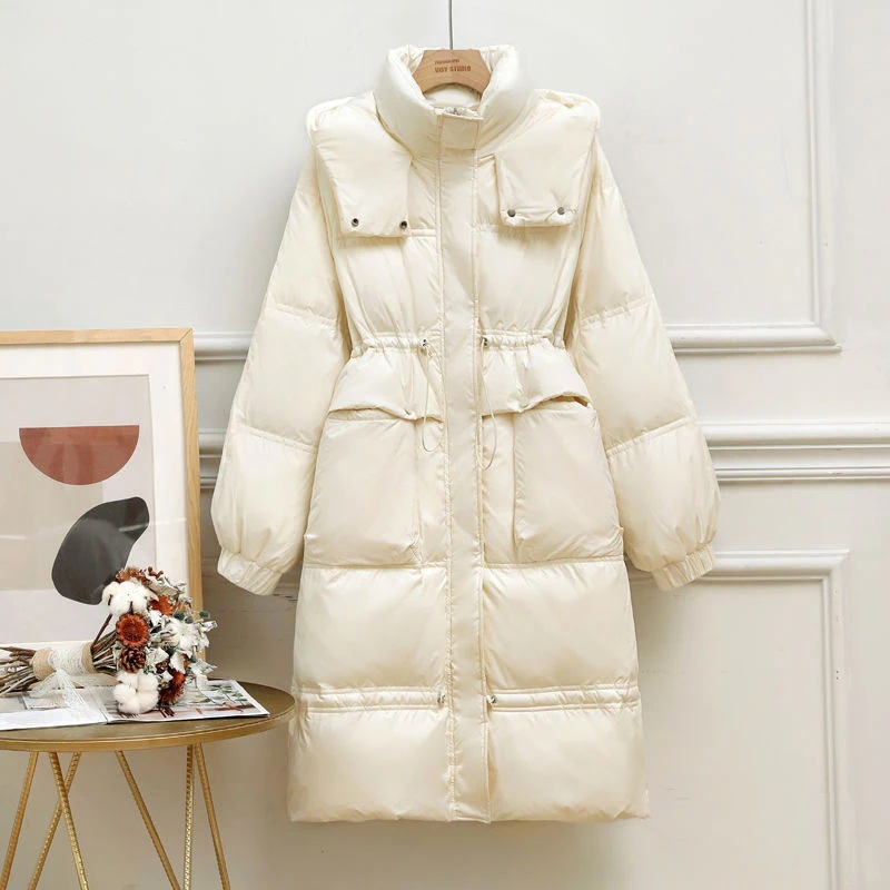 ダウンコート レディース 膝丈 アウター ダウンジャケット Aライン フード付き 厚手 ゆったり 暖か 防寒 防風 通勤 冬服 韓国風 新作