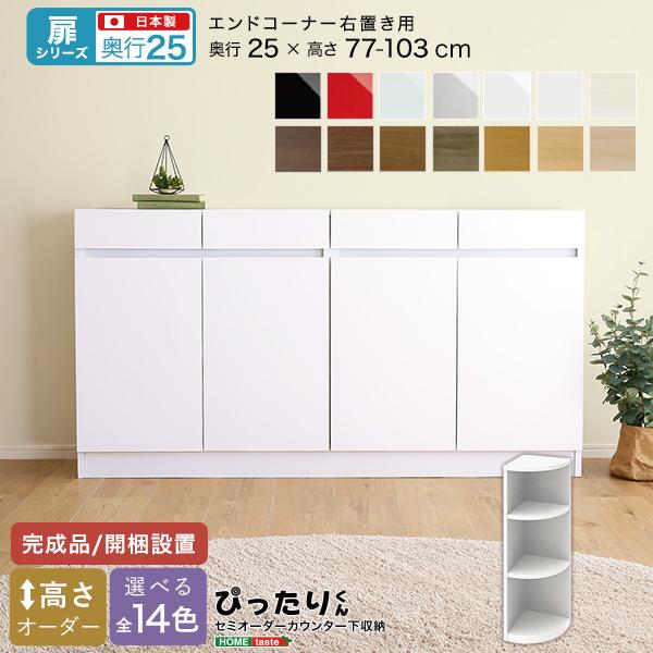 【扉シリーズ】セミオーダーカウンター下収納ぴったりくん エンドコーナー右置き 奥行25cm