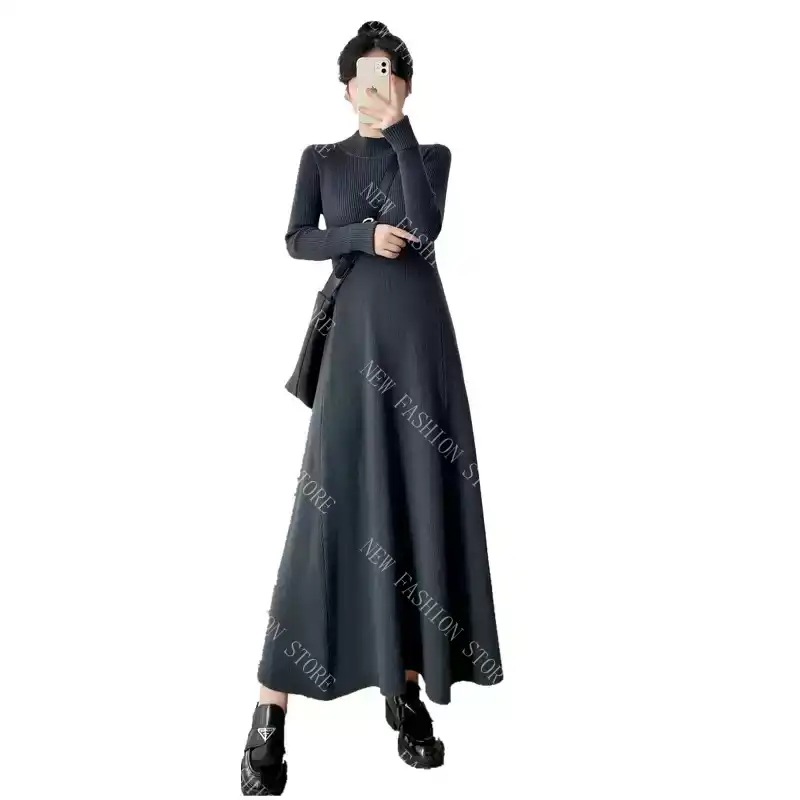 ニットワンピースレディース秋冬ロングスカート-93