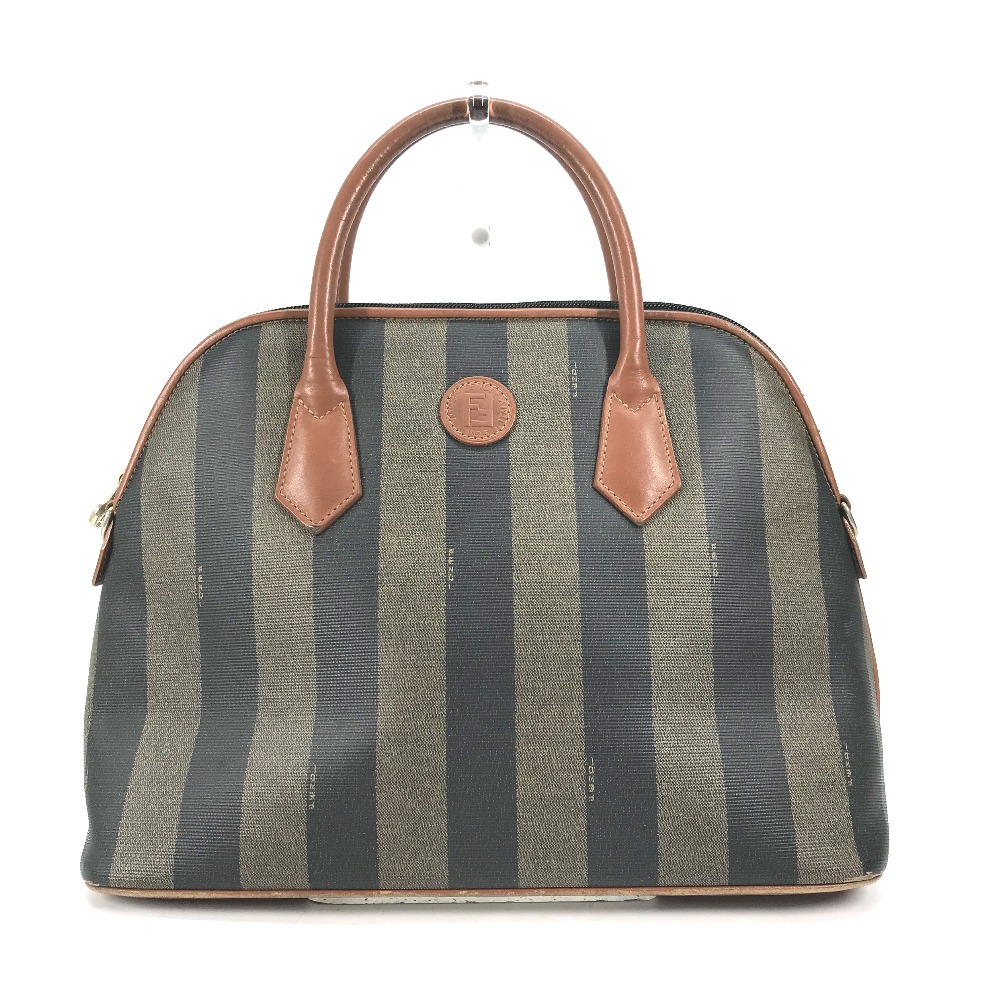 ハンドバッグ ペカン アルマ型 ボーリング PVC/レザー ブラウン×カーキ