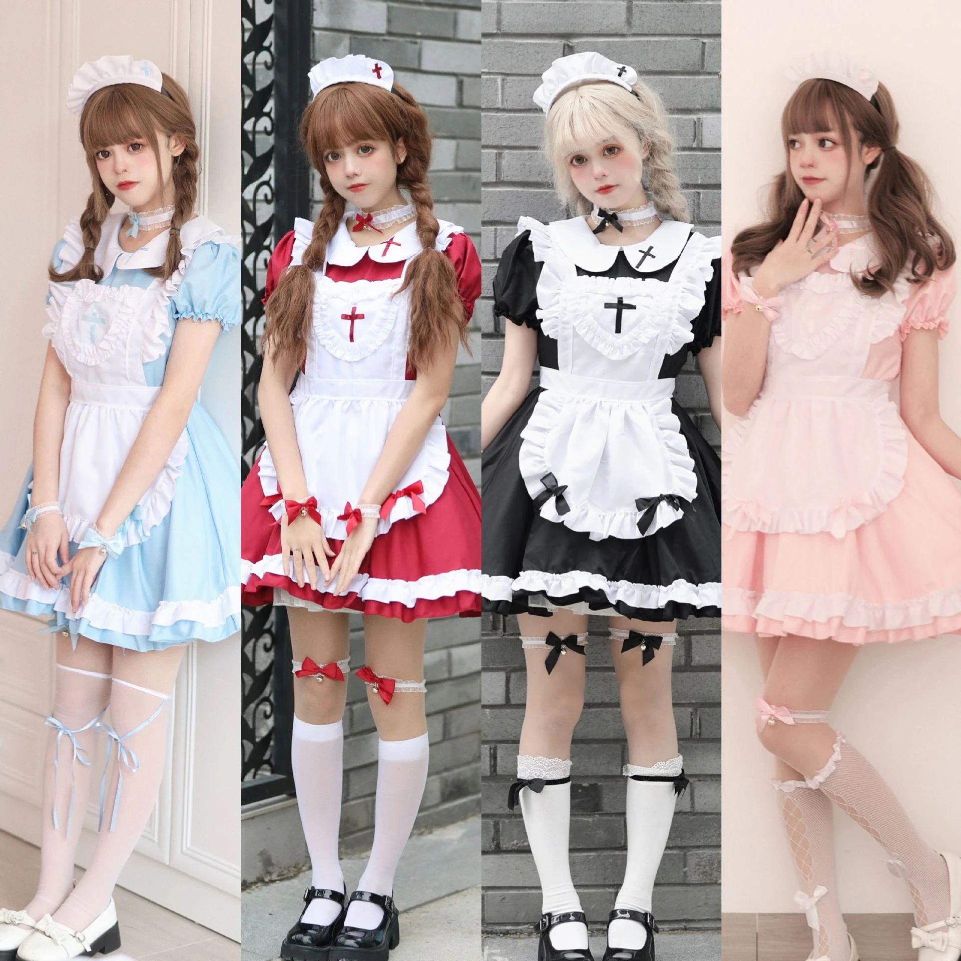 cosplay 制服 マルチスタイルセットロリータメイド可愛いワンピースのビッグサイズ 人気No.1！メイド服 韓国ファッション
