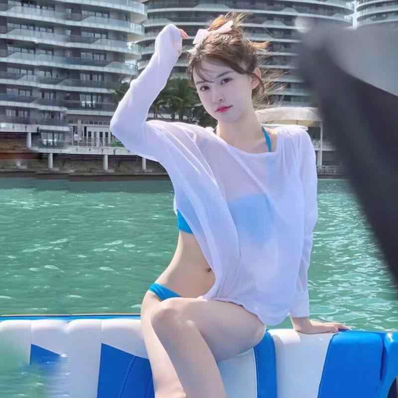 水着 レディース 魅惑的 スリーピース ビキニ カバー アップ 日焼け防止 スプリット ビーチ スパ ラウンドネック スイムウェア