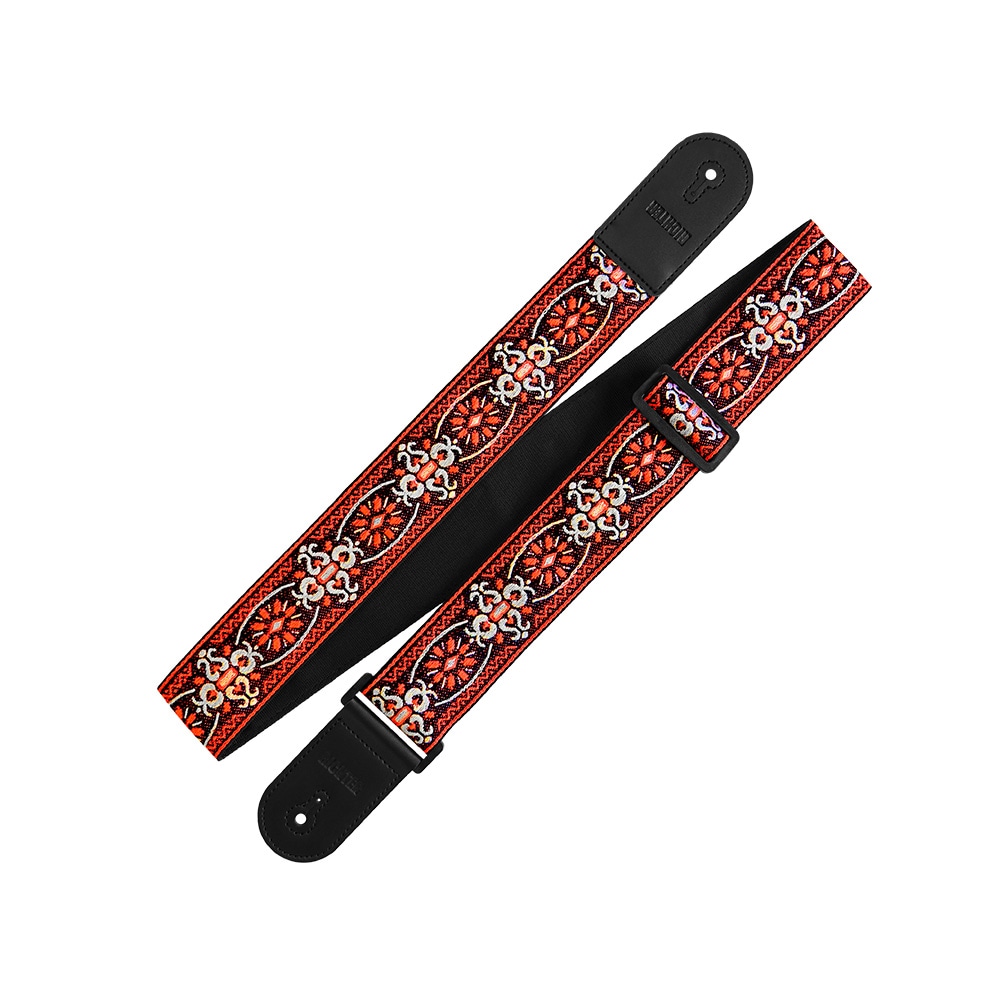 Richterシリーズ Retroシリーズ ナイロンギターストラップ 1768 レッド/ブラック レトロジャカードニット