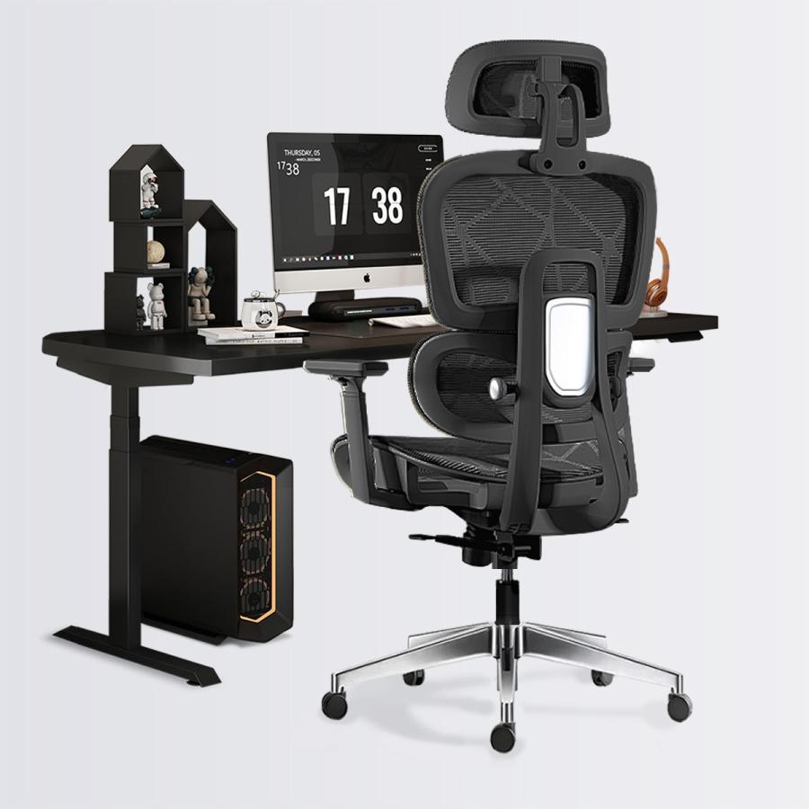 オフィスチェア メッシュ 人間工学 3Dアームレスト リクライニング 2Dヘッドレスト ブラック 調整可能背もたれ パソコンチェア ワークチェア 在宅勤務 回転椅子