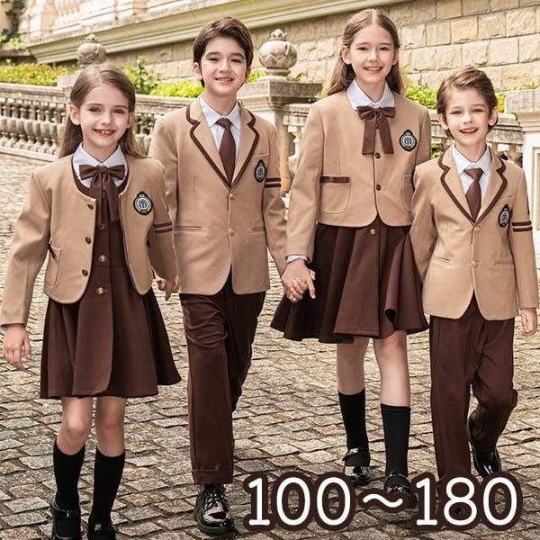 卒業式 入学式 スーツ 女の子 男の子 中学 小学生 受験 学生服 通学 セット 大きいサイズ 女児 ジュニアスーツ 子供スーツ お受験 発表会 ベージュ 100 110 120 130 140 15