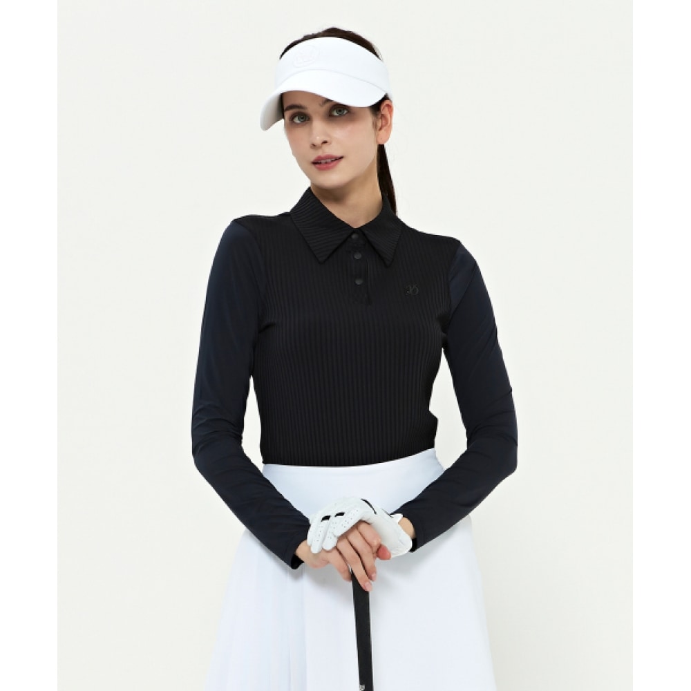 DUBIK レディースワイドカラークールロングスリーブ T シャツ DD2WTS102BK