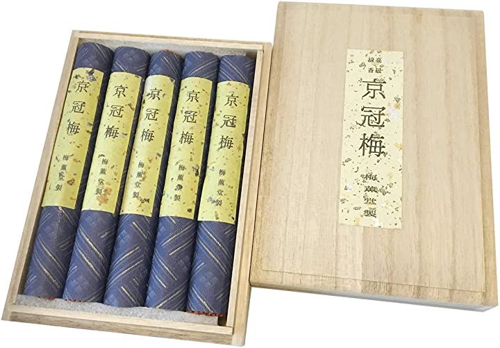 京冠梅 5把入桐箱/ 日本製 国産 淡路島 ばいくんどう 線香 お線香 御香 お香 家庭用 実用 仏壇