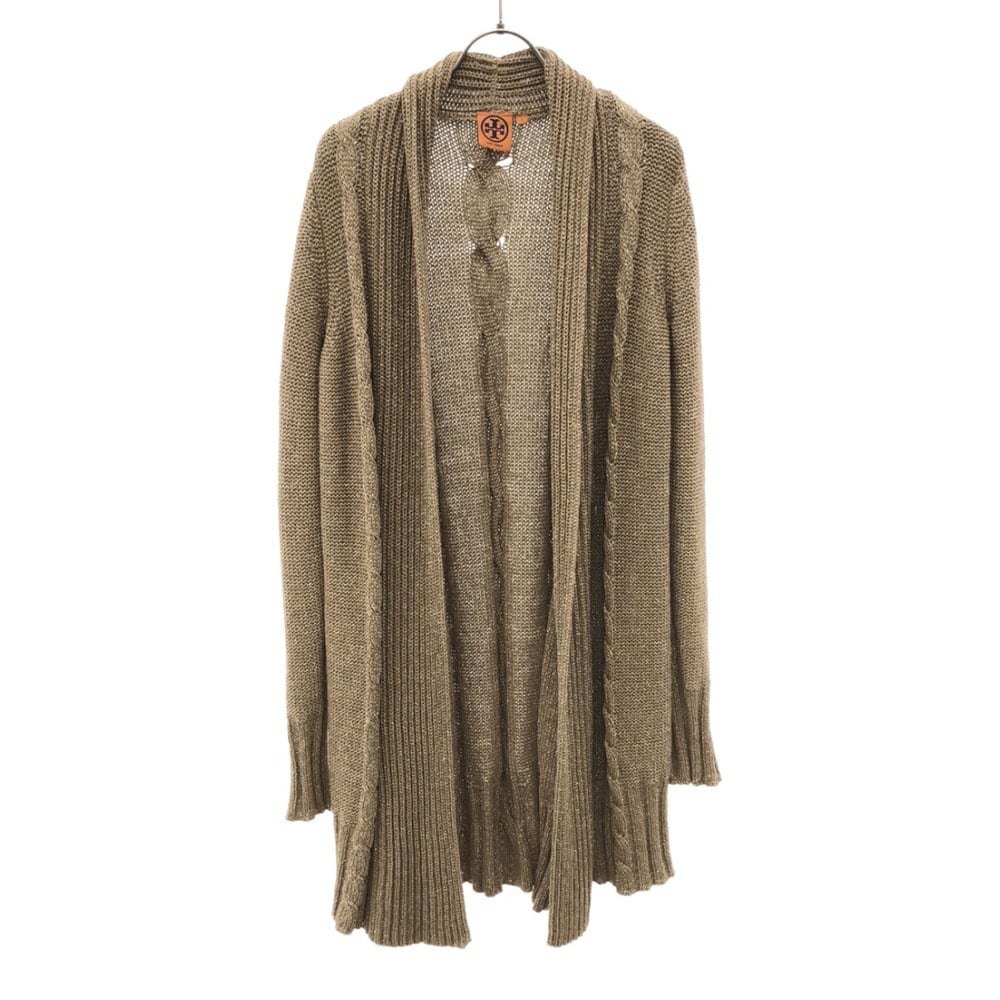 ラメ 長袖 ニットカーディガン L ベージュ系 レディース