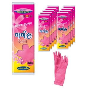 ママの手 フラワー 皿洗い ゴム手袋 10個 セット / 韓国 生産 ゴム手袋 キッチン ラテックス 皿 食器 洗浄 肌 保護 抗菌 処理