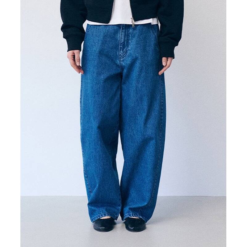 Nau W エッセンシャル デニム バレルレッグ パンツ ミッド ブルー 496259