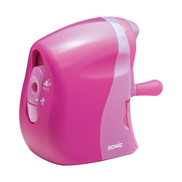 (まとめ) ソニック かるハーフ 手動鉛筆削り 桃 SK-802-P 1台 (×10セット)