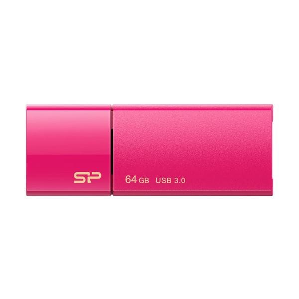 (まとめ)シリコンパワー USB3.0スライド式フラッシュメモリ 64GB ピンク SP064GBUF3B05V1H 1個(×3セット)