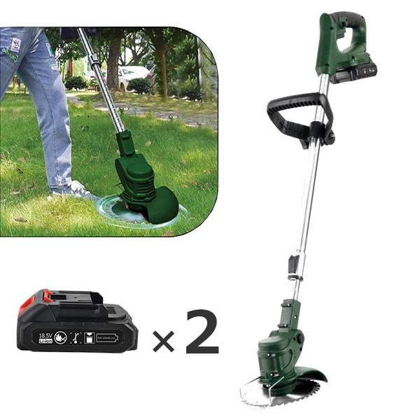 草刈り機 コードレス電動草刈り機 バッテリー1個付き 伸縮自在アーム 角度可変 モーターヘッド 回転刃3種付き チップソーワイヤー カッター 樹脂刃 HDL-3174