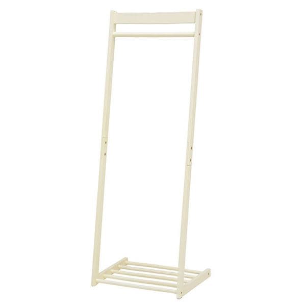 ハンガーラック 幅50cm アイボリー 木製 ラバーウッド 収納台付き スリム コートハンガー リビング ベッドルーム