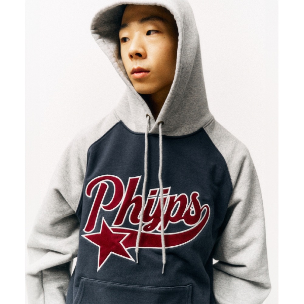 体育部アップリケスターテールラグランパーカー VTG ネイビー