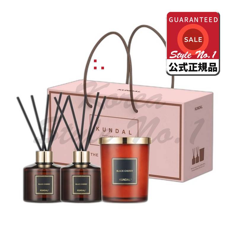 シグネチャーパフュームディフューザー200ml x 2p +キャンドル500gギフトセットブラックチェリー