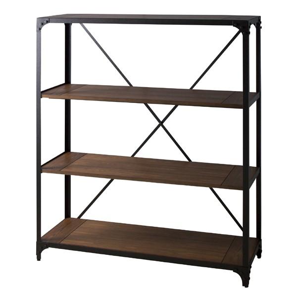 什器 ワイド スチールラック 棚 木製 オープンラック 4段 アメリカン ビンテージ風 30,888円