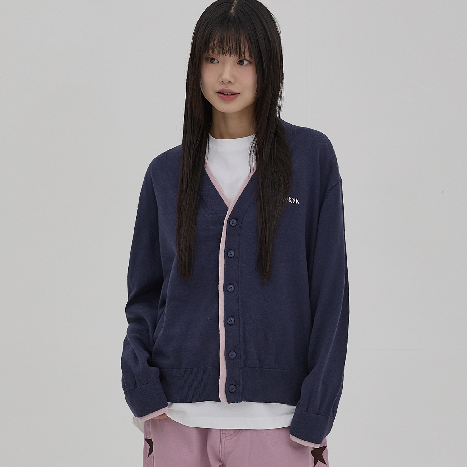 WKYK Layered Cardigan NAVY