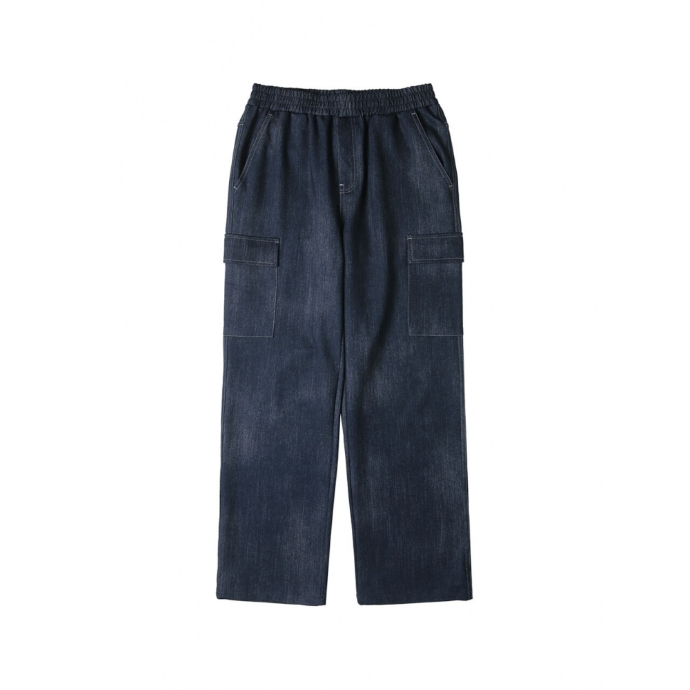 ready4next ジャージーデニムライクワイドカーゴパンツ 2 ダークブルー