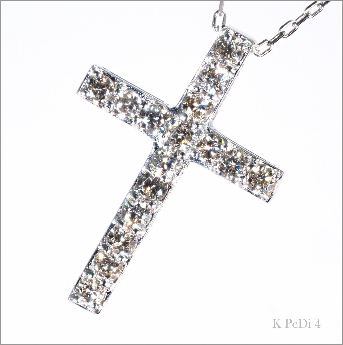 天然 ダイヤモンド ネックレス クロス 0.20ct K18WG 18金製品 国内生産 74