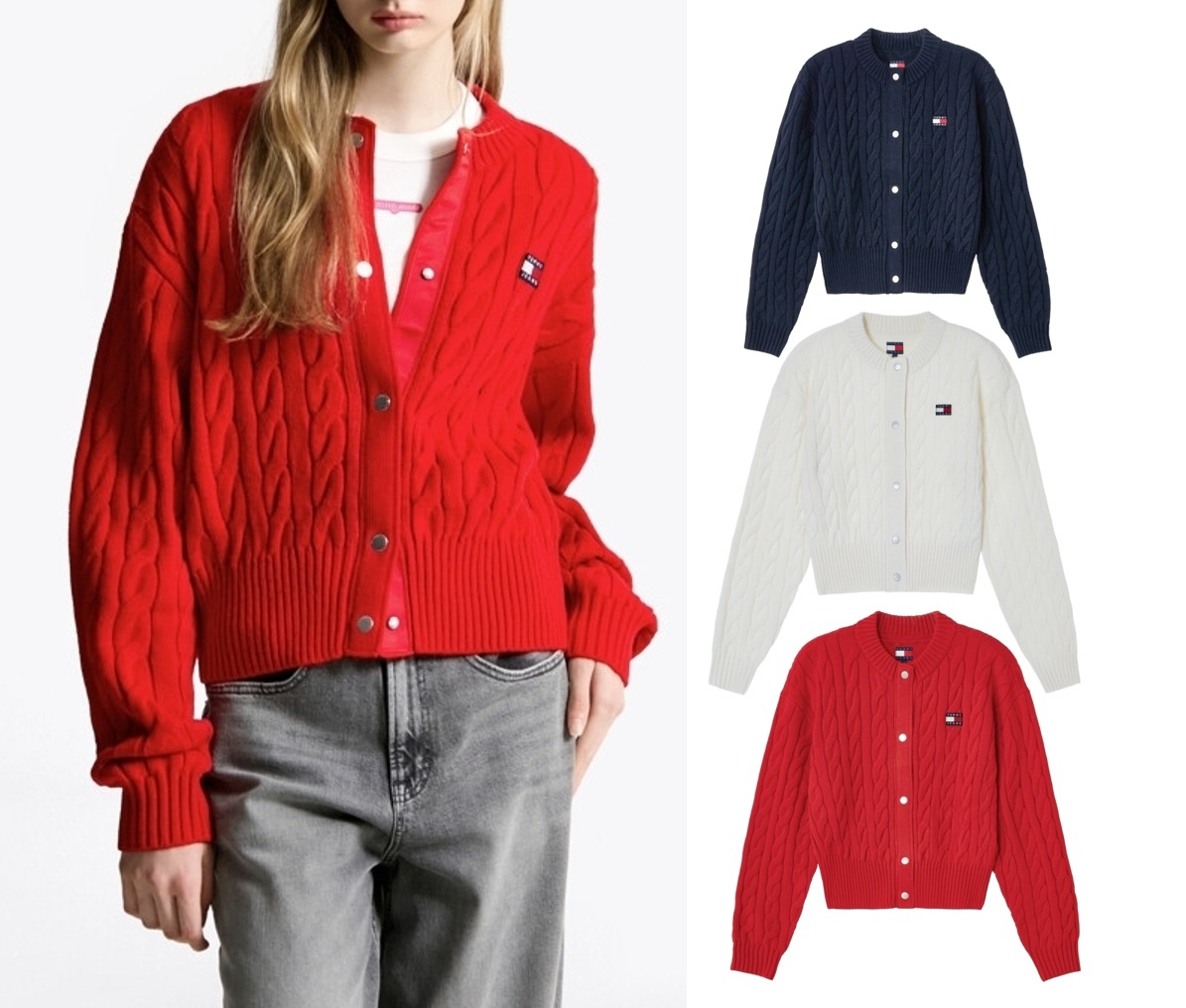 Cable Badge Cardigan (T32F6KCD10TWT2) (T32F7KCD10TWT2YBH)