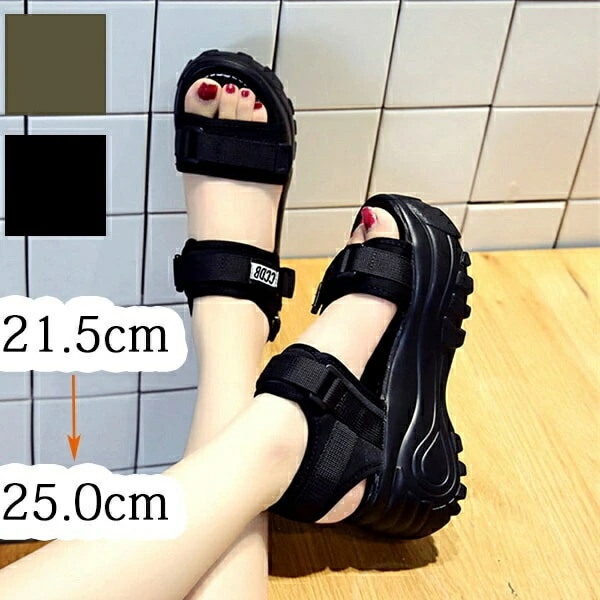 ウェッジソール スポーツサンダル 厚底サンダル レディース 可愛い かわいい オシャレ 脚長 大きいサイズ 小さいサイズ ヒール7cm レジャー用 リゾート タウン用サンダル 美脚 履き心地 カジュア 4,990円