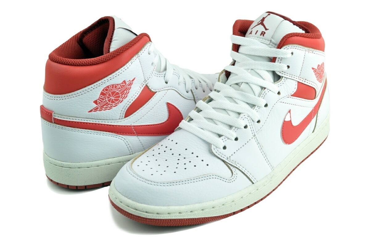 エアジョーダン 1 ミッド SE スニーカー ホワイト ロブスター デューンレッド セイル fj3458-160