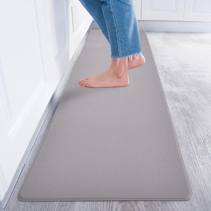 Baibu Home キッチンマット 60240cm PVC 厚さ8mm 洗濯いらず 低反発クッション ずれない 台所 マット 防汚 拭ける グレー