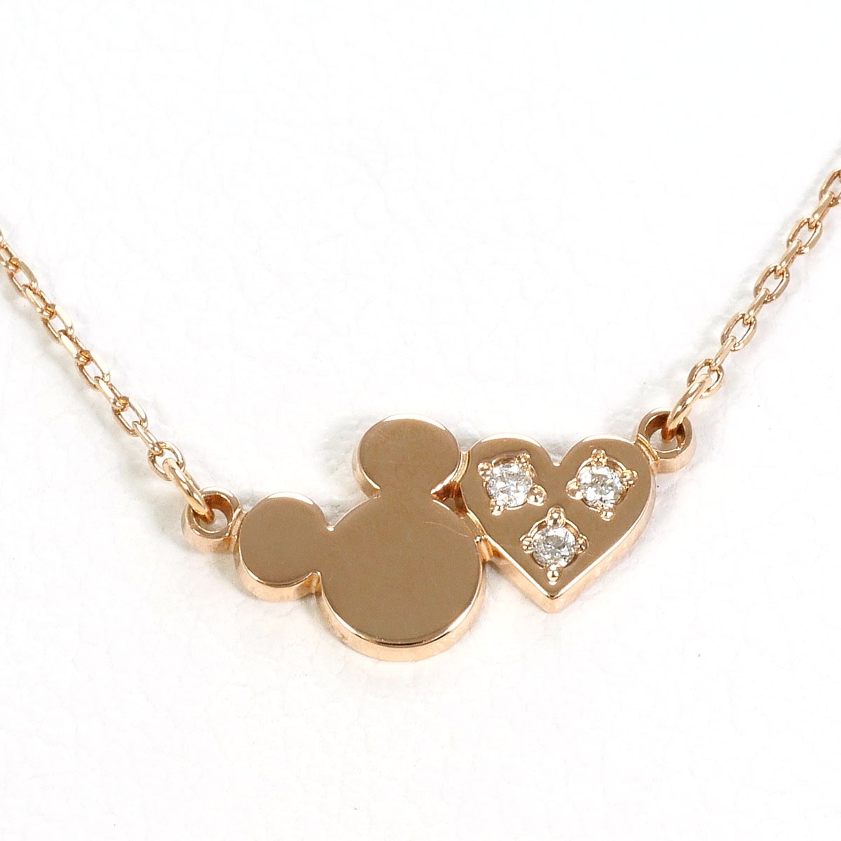 カナルヨンドシー K10 10金 PG ピンクゴールド ネックレス ダイヤモンド（ct刻印なし） 総重量約0.9g 約40cm 中古