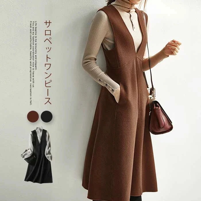 ジャンパースカート レディース ワンピース 秋冬 きれいめ ジャンスカ ロング丈 秋 冬 ロングワンピース サロペットスカート お洒落 上品 20代 30代 40代 50代 60代 通勤 オフィス 着 4,607円