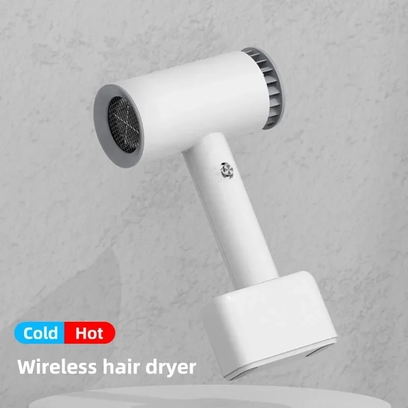 ポータブル充電式ワイヤレスヘアドライヤー ホットおよびコールドブロードライヤー 強力な屋外旅行用コードレス マイナスイオン 220v