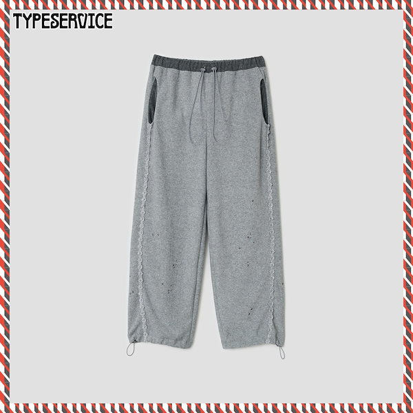 【typeservice】26fw Lace Trim Hotfix Fleece Pants QATB12GYF
