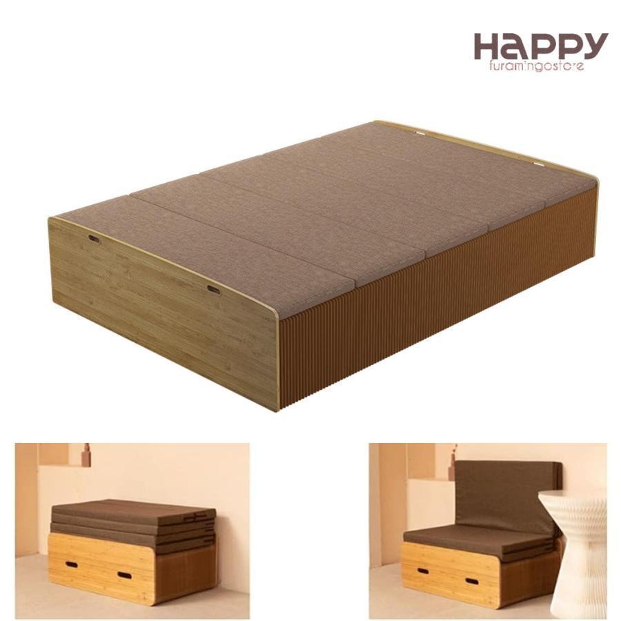 アコーディオンベッド ペーパーベッド シングル 組み立て 簡単 マットレス付き 伸縮式 隙間収納 シンプル 撥水 紙製ベッド 省スペース 来客用 1人暮らし 折