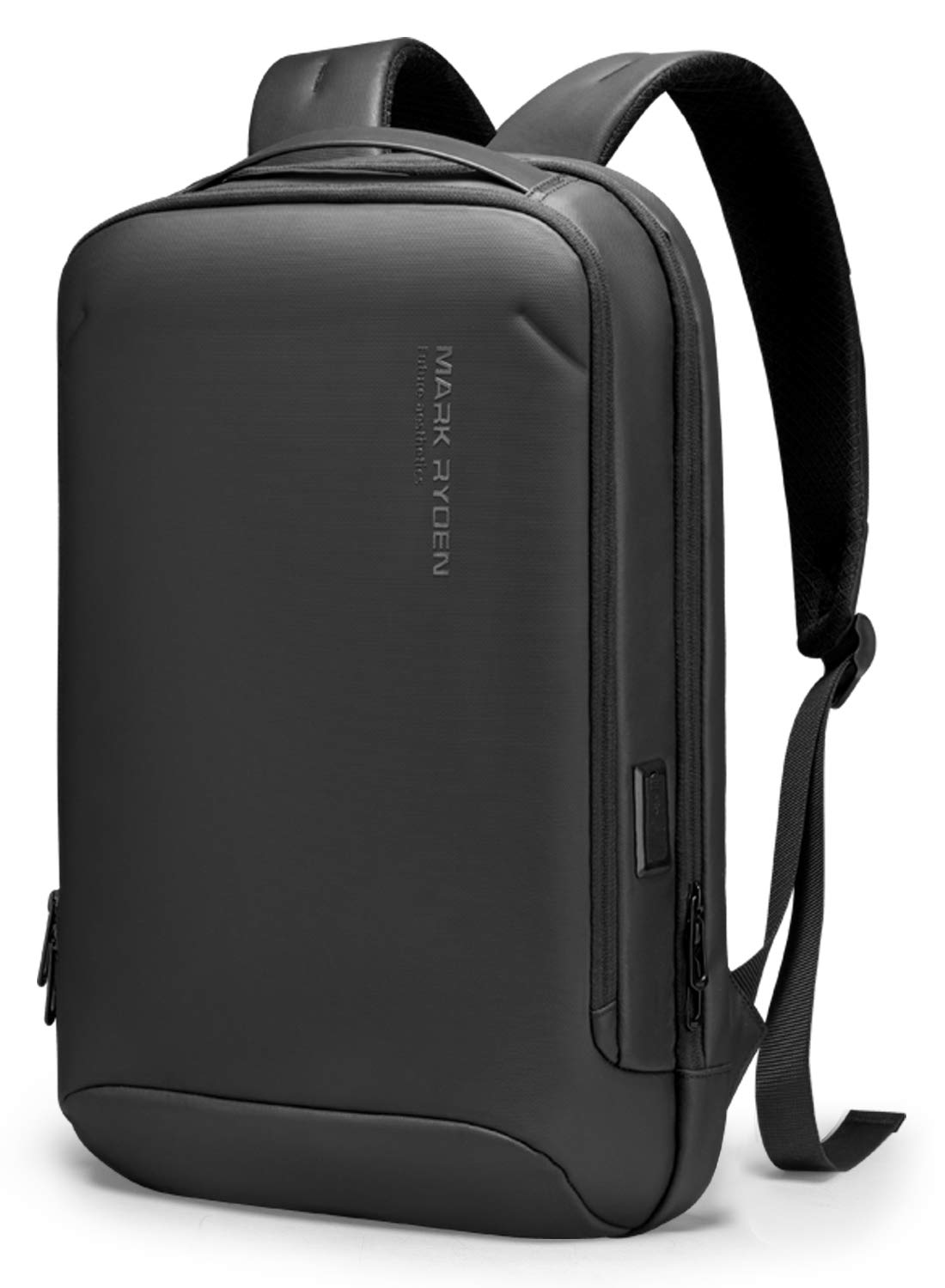 ビジネスリュック 薄型 セミハードなバックパック ハードシェルリュック 防水 メンズ リュックサック YKK ファスナー USB充電ポート15.6インチPC収納 軽量デイリー