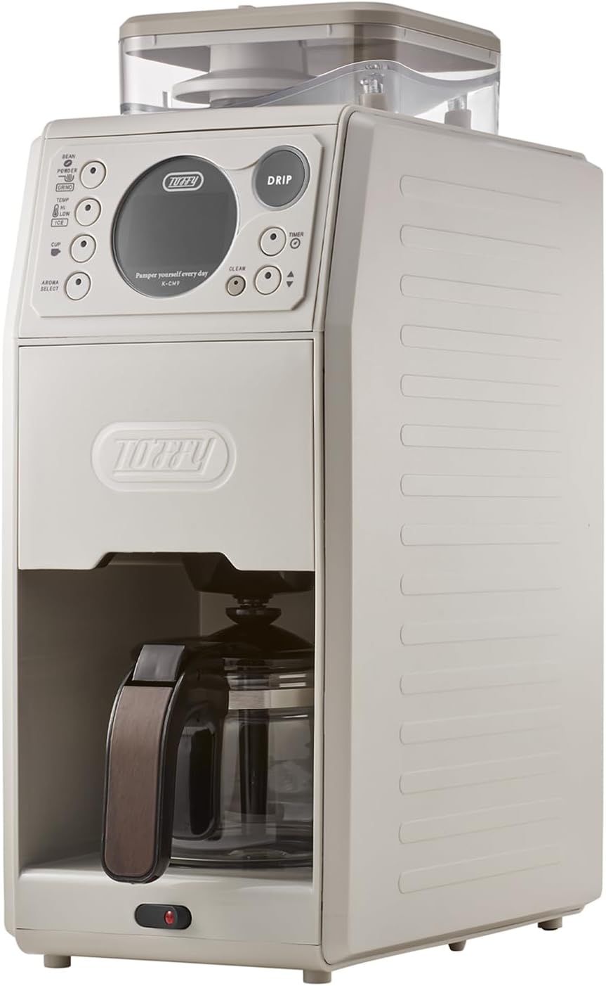 全自動ミル付カスタムドリップコーヒーメーカー K-CM9 ミル ドリップ 豆挽き 無段階グラインド 温度設定 味わい3段階 タイマー機能 クリーニングモード搭載 (グレージュ)