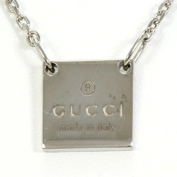 グッチ スクエアプレート シルバー ネックレス 箱 袋 約47cm ジュエリー 中古 12,160円