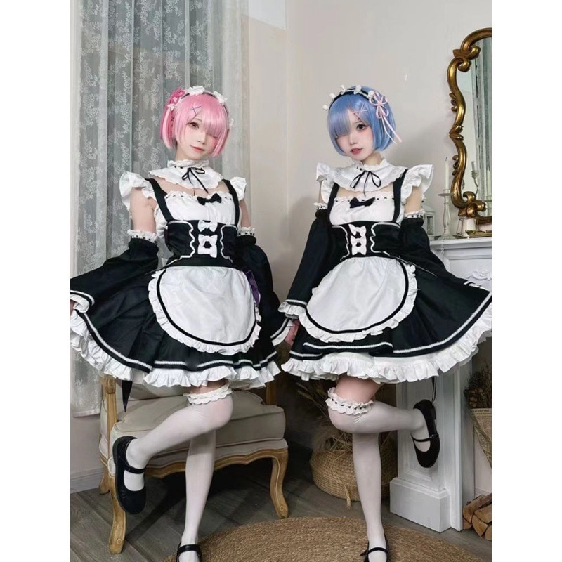 ゼロから始める異世界生活 ラムレム メイド服 コス衣装 フルセット コスプレ衣装 女性 ロリータ衣装