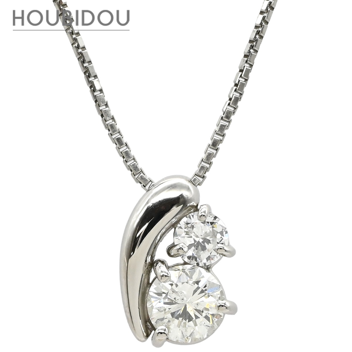 ネックレス ダイヤモンド 1.00ct ペンダント プラチナシルバー 2P 2石 2粒 プラチナム ツインダイヤ ペンダント 【中古】