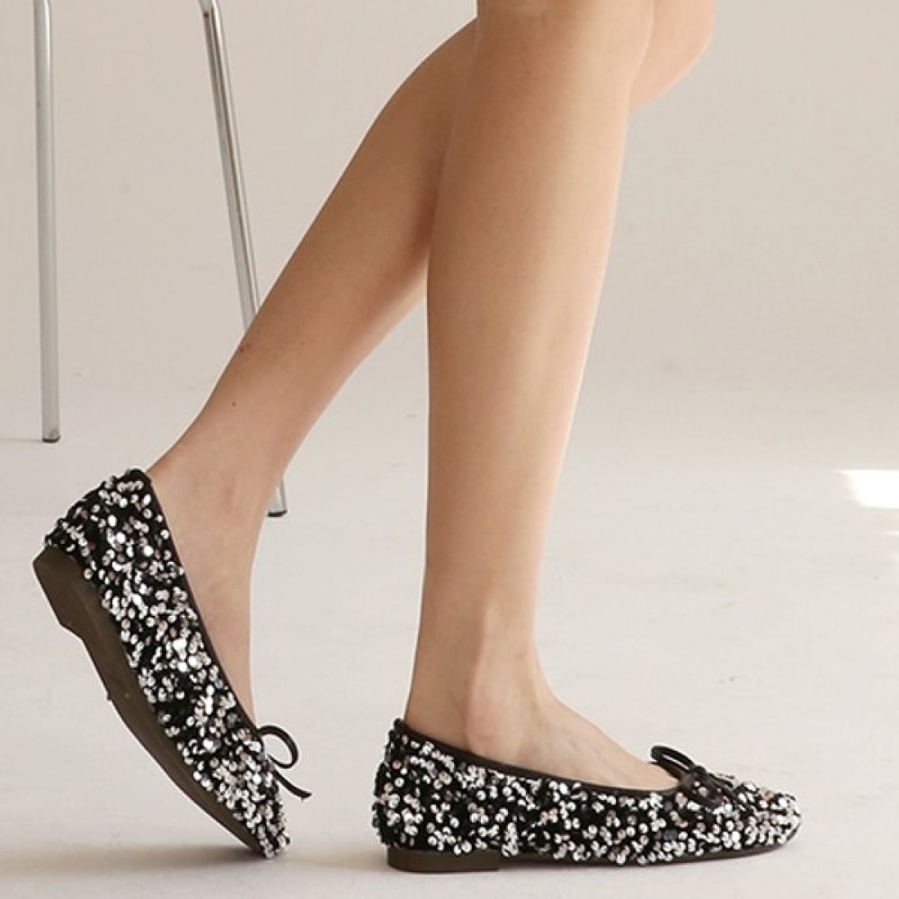 (ニナズパリ) リボンラインスパングルフラッツ