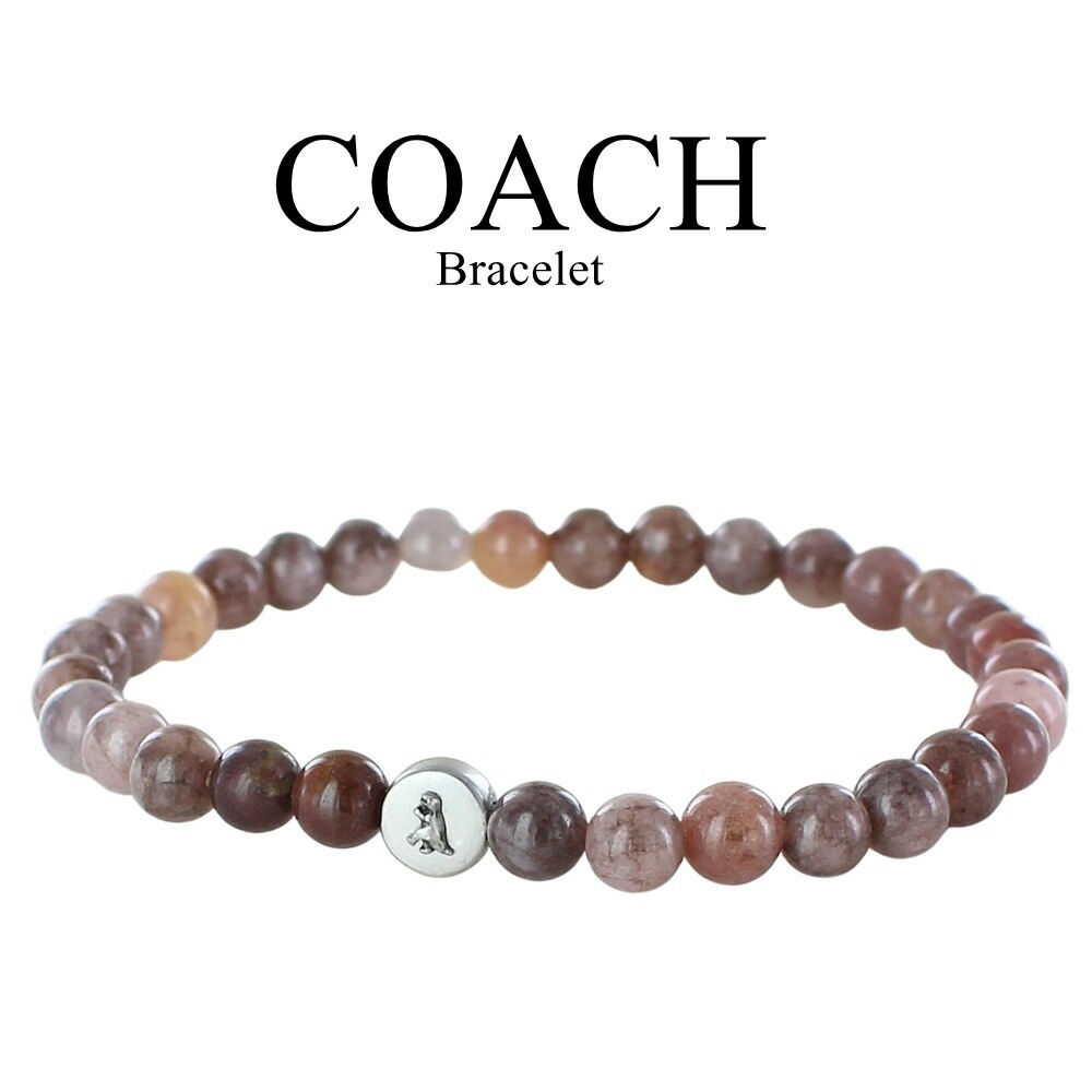 コーチ ブレスレット レディース シルバー925 ブラウンピンク ビーズ 天然石風 COACH ブランド アクセサリー 上品 おしゃれ 彼女 女性 ギフト 誕生日 記念日 クリスマス プレゼント ラン