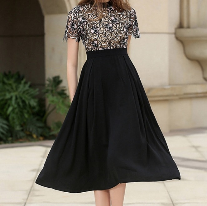 スカート フレア Aライン 膝丈 膝下 セミフレア かわいい 大人可愛い きれいめ シンプル 上品 おしゃれ 春 夏 秋 オフィス デート お出かけ 学生 体型カバー L XL 2XL