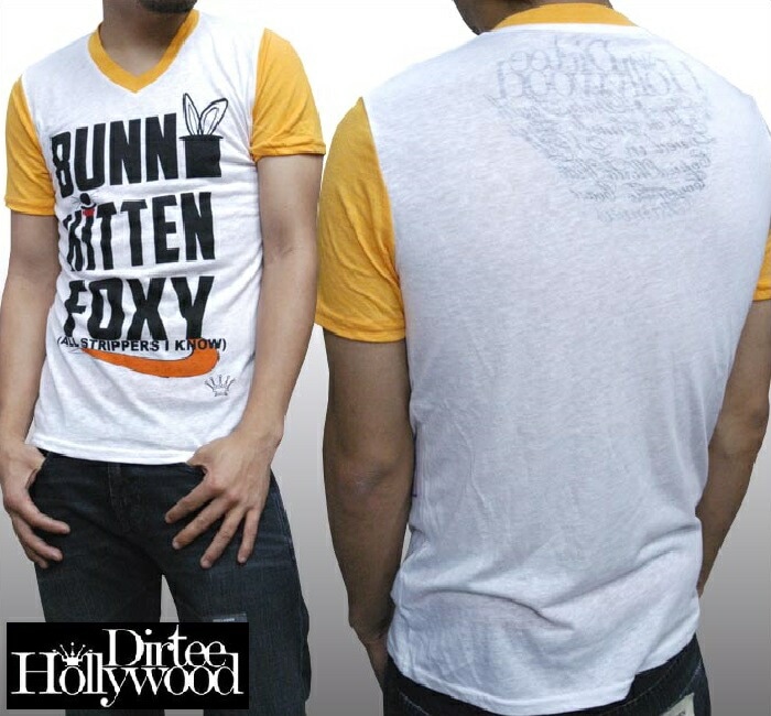 ダーティーハリウッド メンズ Tシャツ Vネック Dirtee Hollywood FOXY イエロー LA セレブ Safari サファリ LEON レオン オーシャンズ 雑誌 掲載 ブランド ベッ